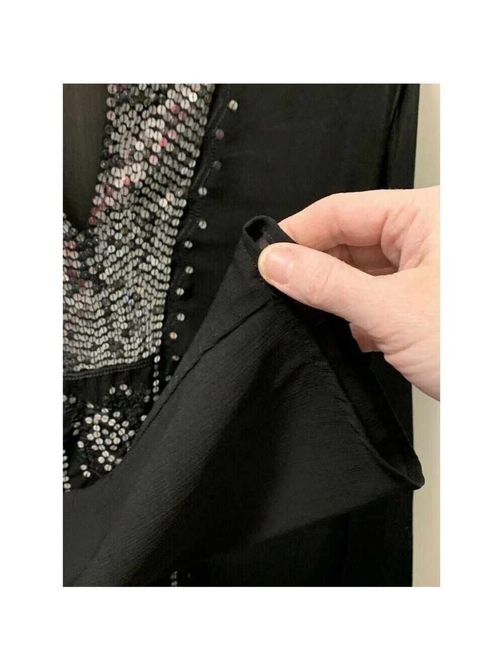 The In Shop Womens Black Top- Xl-Sleeve Sequined Blouse - Picture 4 of 6